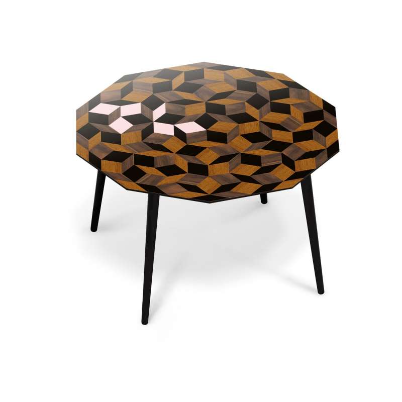 Table à manger Penrose Spring Wood, bois et rose poudré Design IchetKar édition Bazartherapy