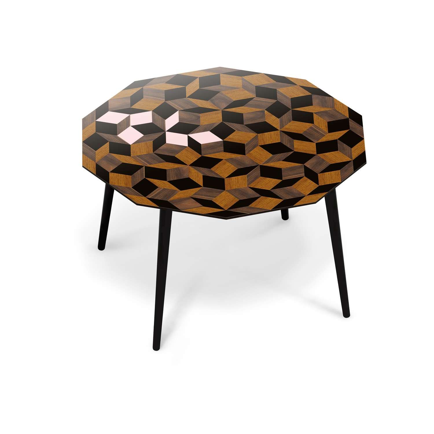 Table à manger Penrose Spring Wood, bois et rose poudré Design IchetKar édition Bazartherapy