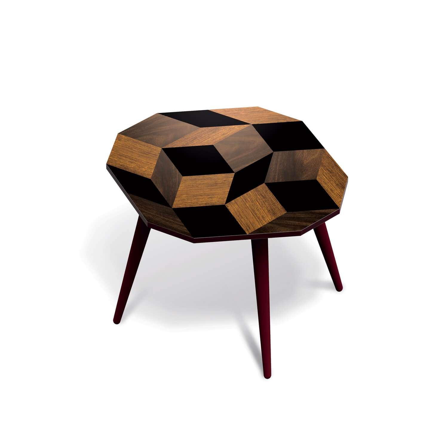 Table d'appoint Wood Medium, motif Penrose, design IchetKar édition Bazartherapy