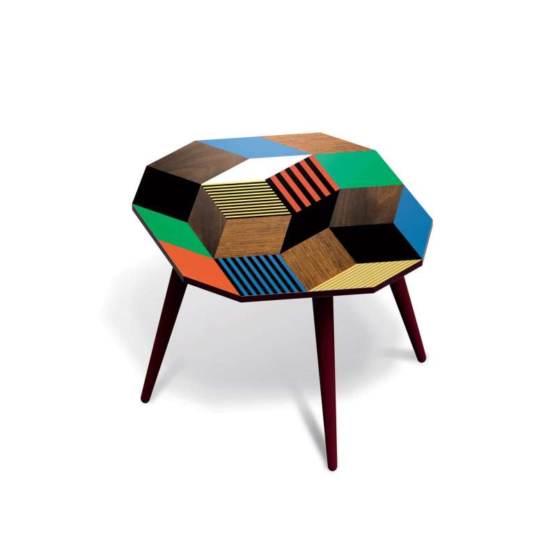 Table d'appoint Crazy Wood Medium, motif Penrose, design IchetKar édition Bazartherapy