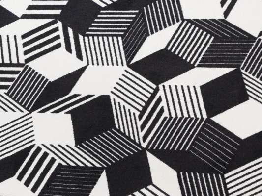 Tapis géométriques Penrose stripes black and white, details, Design IchetKar édition Bazartherapy