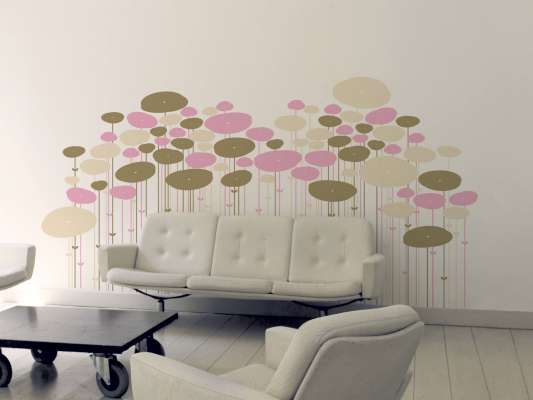 un sticker mural design en forme de jungle pour donner une touche de couleur a un intérieur minimaliste.