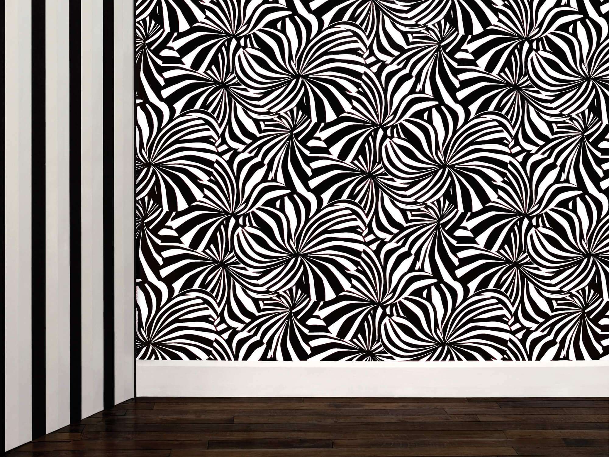 Papier peint Berlingot noir et blanc à encre phosphorescente, design IchetKar