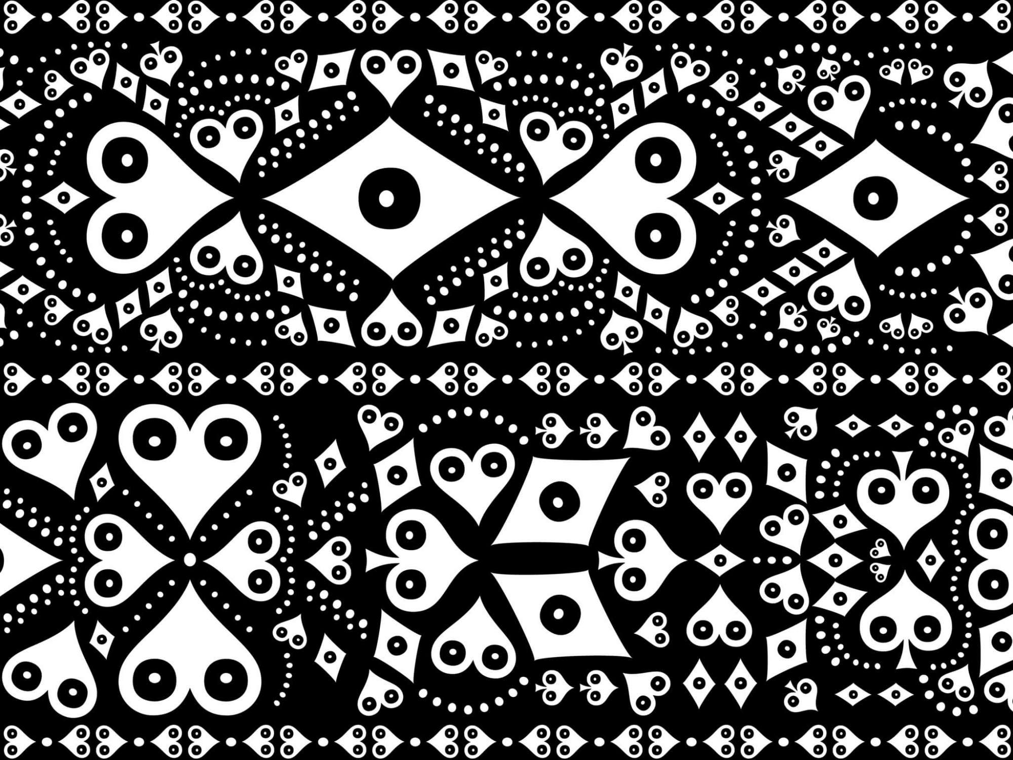 Le papier peint noir et blanc Pokerface Mariachi, habillent vos murs pour une décoration mexicaine baroque, dessiné par ichetkar