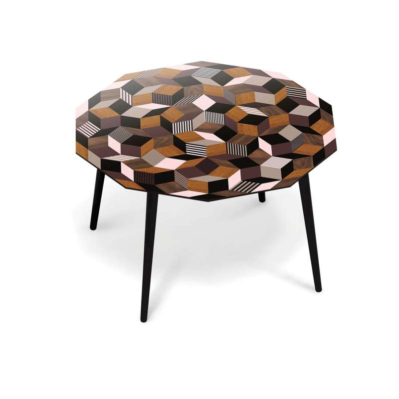 Table à manger ronde pour 4 personnes Penrose Fancy Wood pour Made in design, Designer Ich&Kar édition Bazartherapy