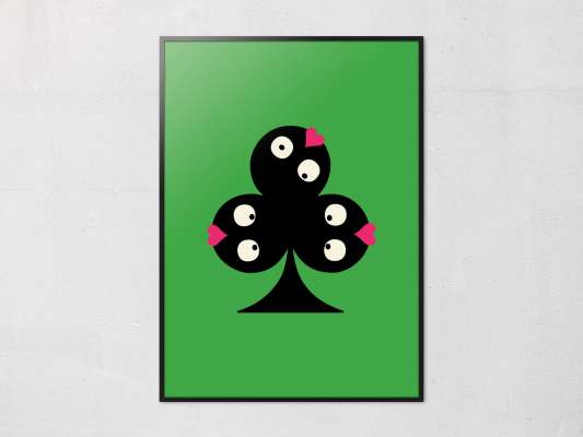 Affiche trèfle de la collection pokerface dessiné par Ichetkar.