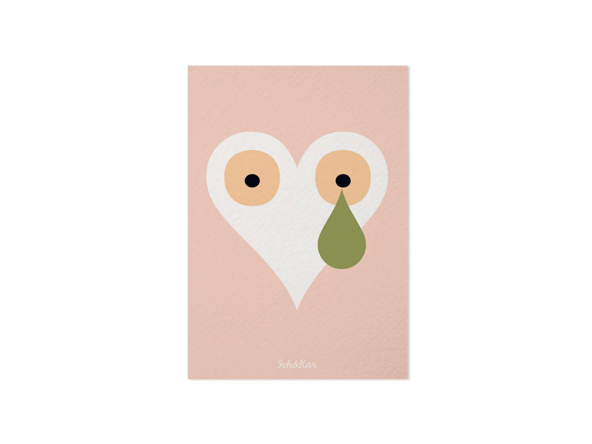 carte illustrée du coeur icône du studio Ich&kar rose poudré et kaki,