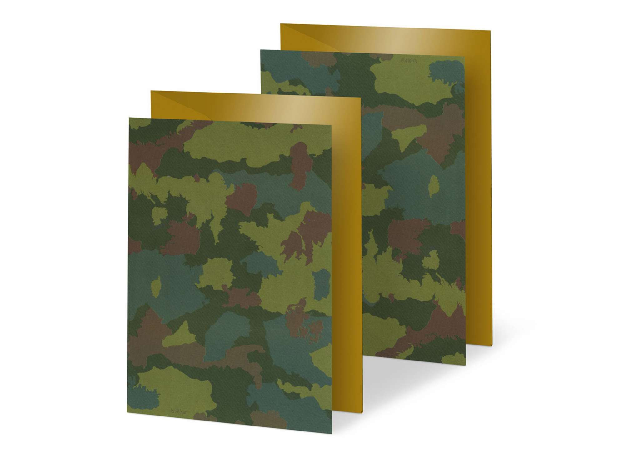 duo de cartes aux motifs camouflages, formé des pays de l'Europe  ... une carte a offrir aux guerriers pro union ou pas !