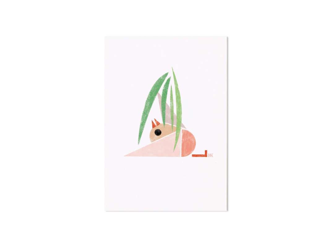 carte postale illustrée d'un petit oiseau relax, design Ich&Kar