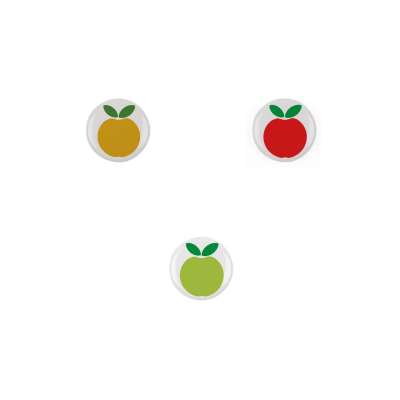 Pom pom pom, des badges pomme so Seventies !!