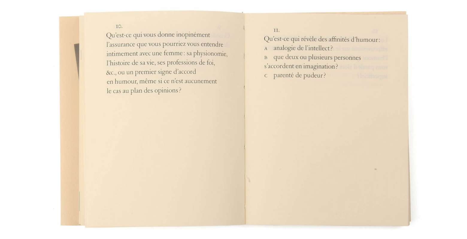 Max Frisch Questionnaires Éditions cent pages page intérieure questions 10-11