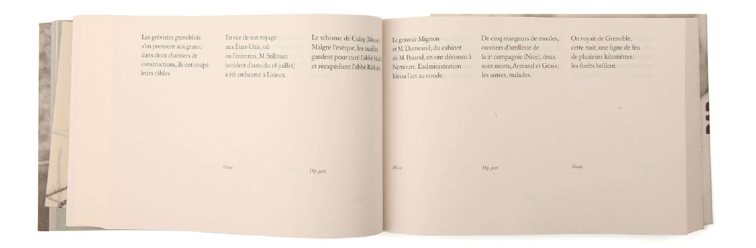 Félix Fénéon Nouvelles en trois lignes Éditions cent pages page intérieure faits divers composition SP Millot