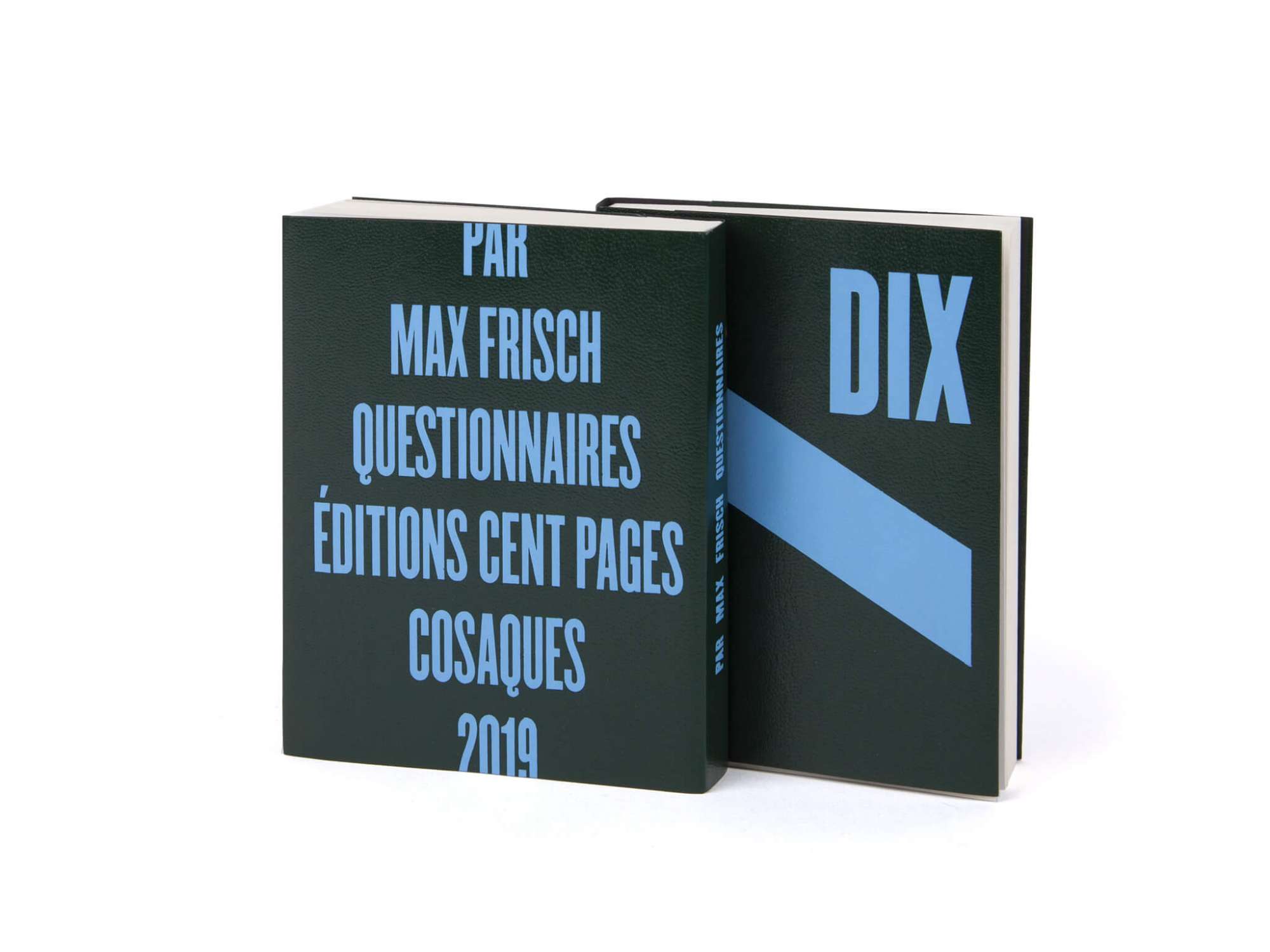 Max Frisch Questionnaires Éditions cent pages jaquette marquage à chaud bleu