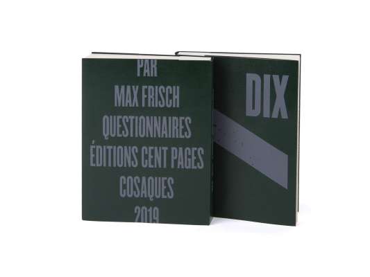 Max Frisch Questionnaires Éditions cent pages jaquette marquage à chaud gris
