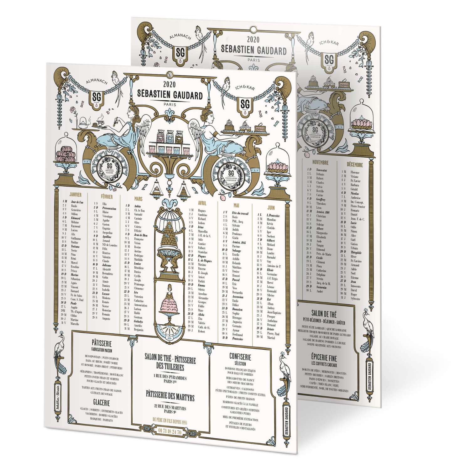 IchetKar dessine un décor pâtissier inspiré du décorateur Bérain pour l'almanach 2020