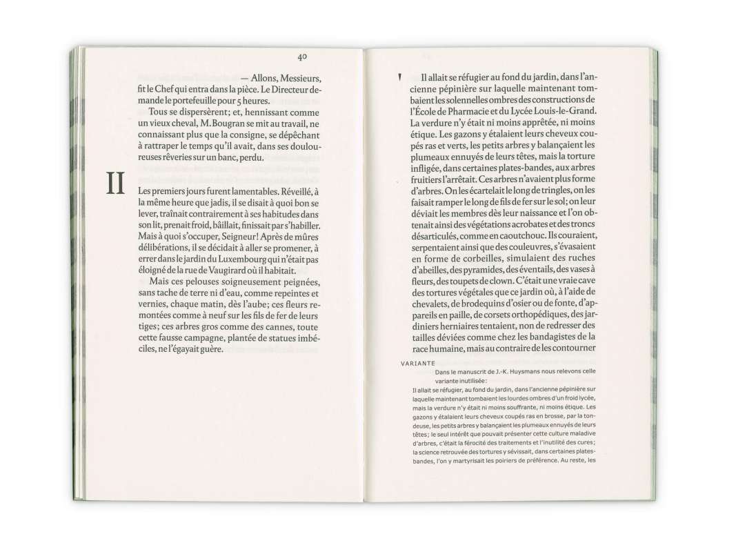Intérieur du roman de Joris-Karl Huysmans, La retraite de Mr Bougran, aux éditions Cent Pages