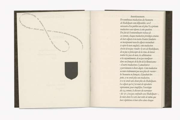 William Shakespear - Sonnets Sonnets Editions Cent Pages - interieur avertissement